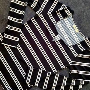 black long sleeve blouse stripped